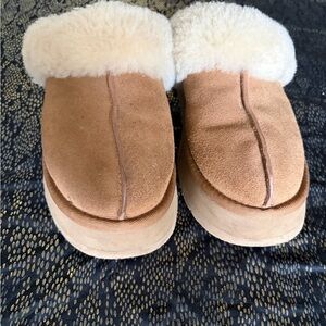 UGG Chestnut and Cream Shearling Mules